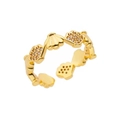 Anello dorato regolabile con conchiglie e zirconi per vacanze al mare e gioielli estivi - Anello aperto conchiglia zirconia (JZ5519G)