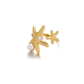 Anello regolabile con stella marina dorata e perle bianche dal design a tema marino - Anello aperto stella marina perla (JZ7229G)