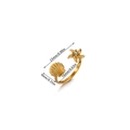 Anello aperto dorato con conchiglia e stella marina per lo stile da vacanza - Anello stella marina conchiglia zircone (JZ8284G)
