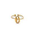 Anello dorato a conchiglia regolabile con dettagli testurizzati per gioielli da spiaggia - Anello aperto conchiglia cauri (JZ8231G)