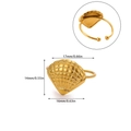 Anello regolabile in oro con trama a conchiglia, forma a ventaglio e misure precise - Anello con trama conchiglia a ventaglio (JZ8322G)