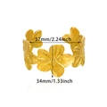 Gold flower bangle for women with textured 5-petal blossoms and 57mm inner diameter - Gold Flower Bangle