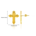 Chic gold-plated stainless steel cross stud earrings with textured geometric pattern for women - Striped Cross Style (E5283)