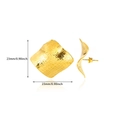 Macro view of 23mm square gold geometric earrings with hammered texture details - Ripple Square Style (E5091)