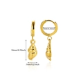 Detail view of 18K gold plated starfish and conch hoop earrings with size specifications - Conch Style (E5462)