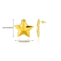 Macro detail of 22mm 18K gold plated 3D star earrings with high polished metallic texture - Five-pointed Star Style (E5263)