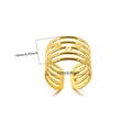 Detail view of 18K gold open ring showing 14mm width and 17mm diameter measurements - Five-Layer Embossed Dots Style (JZ7012) / Gold