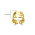 Detail of 16mm gold hammered multi-layer wave open ring with textured metal finish - Four-Layer Hammered Wave Style (JZ7014) / Gold