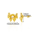 Detailansicht goldener Herz-Ohrstecker mit Schmelzstruktur und tropfenförmigem Stein - Abstrakter Lava-Zirkon-Stil (E5334)