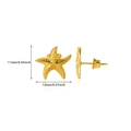 Cute gold stainless steel starfish stud earrings with detailed 11mm dimensions - Simple Sea Star Stud Style (E5303G)