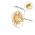 Detail of sunflower ring with 18k gold plating, pearls, and adjustable open back design - Sun Rays Five Pearls (JZ7309)