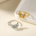 Minimalist fluid butterfly ring with blue heart zircon in gold and silver finish - Lava Butterfly Blue Stone Style (JZ7446)
