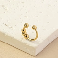 Fashionable gold beaded nose clip with four sliding metal beads for non-pierced wear - Gold (BJ048)