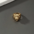 Retro-Tigerkopf-Ring in antikgoldener Optik mit detaillierten Relief-Metallakzenten - Gold