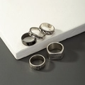 Fünfteiliges Vintage-Hip-Hop-Ring-Set mit gravierten Slogans auf metallischem Stein - Fünfteiliges Set-Stil (J009)