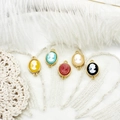 5-piece set of vintage relief portrait charms in multiple colors for DIY jewelry making - Double Bail-Black Portrait