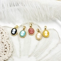 18K gold plated vintage cameo relief pendants with portrait carvings in five colors - Single Bail-Black Portrait