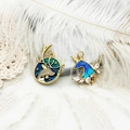 Exquisite 18K gold plated unicorn and deer pendants with blue enamel on white feathers - Unicorn