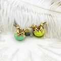 18k gold plated Easter bunny egg pendants with colorful enamel for DIY necklaces - Yellow Egg