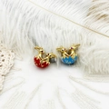 18k gold plated Easter bunny and enamel egg pendant necklace for DIY jewelry making - Red Egg