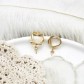 Baroque style 18K gold plated geometric square and round earring bases for jewelry making - Geometric Asymmetric Style (G0245)