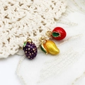 Colorful 18K gold plated enamel fruit pendants set featuring grape, mango, and strawberry - Grape 9*13mm