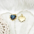 Colgante corazón bañado en oro 18K con incrustación de nácar y detalles de bordes perlados - Corazón Estrellado