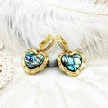 Elegante goldene Herzohrringe mit natürlicher Abalone-Muschel und Zirkon-Akzenten - Groß Herz