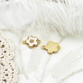18K gold plated flower pendant with white shell inlay for DIY jewelry making - Double Hanging Connector