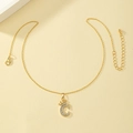 Elegant gold-plated crown necklace with Letter C pendant and sparkling crystals - Letter C