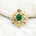 Spilla elegante in oro 18K con zircone smeraldo per abiti e completi stile vintage - Stile Zirconia Verde (4893868173244)