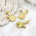 Golden bunny pendant with Fu character for DIY jewelry making 18K gold plated - 11*21.3mm / Rabbit Head Style