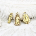 18K vergulde Maagd Maria hangers met zirkonia voor het maken van DIY sieraden - 1# Portret Links 22.8*10.4mm
