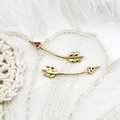 Colgantes de corazón y flecha micro-pave en oro de 18K con circón rojo para joyería DIY - Flecha Pequeña de Circonita Roja