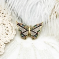 Détail du pendentif papillon en zircon coloré plaqué or 18 carats pour création de bijoux - Double Crochet Papillon Noir Blanc Vert