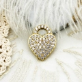 Elegant 18K gold-plated heart pendant with sparkling pavé cubic zirconia crystals - Large Heart Lock