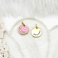 18K gold-plated pink enamel round pendant necklace with micro-set zircon star and moon - Pink Star Moon
