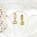 Detail of 18K gold plated ice cream pendants with pink enamel and sparkling white zircon - Pink Exclamation Mark 5*25mm