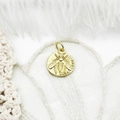 18K gold plated coin pendant with bee relief engraving and ring for DIY jewelry making - Small Bee Disc