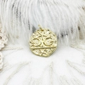 18K gold plated celestial coin pendant with moon and star relief on lace and feathers - Star Moon Round