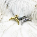 18K gold and silver crescent moon pendant with colorful micro-inlaid rhinestones - Silver Moon
