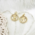 18K gold plated Queen Elizabeth portrait charms with sparkling zircons for jewelry making - Rhinestone Inlaid Round Portrait