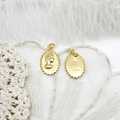 Macro detail of 18K gold-plated queen portrait oval pendants for jewelry making - Oval Portrait Relief