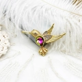 Exquisite 18K gold plated hummingbird pendant with colorful gradient crystal and small zircon - Large Flying Bird