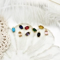 Colorful oval zircon gemstone charms with gold plated settings for DIY jewelry making - Oval Pendant / Yellow
