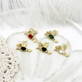 18K gold plated hummingbird pendants with colorful zircon stones and wing detailing - Black Bird