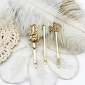Elegante set de horquillas bañadas en oro de 18K con lazo de cristal y mariposa de perlas - Círculo Irregular