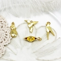 Set of four 18K gold plated origami animal and boat pendants with geometric facets - Parrot 12*33mm
