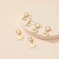 Tre paia di orecchini d'oro minimalisti con pendenti a stella e occhio su piedistallo - Stile Malocchio E Stella (E0710) / Oro
