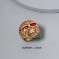 Punk vintage gold skull ring for men with red crystal eyes and black carved textures - Gold
